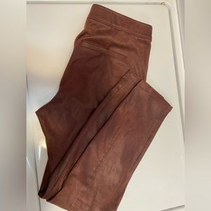 Free People Faux Suede Burgundy Straight Leg Elastic Pull On Pant Women Size 28